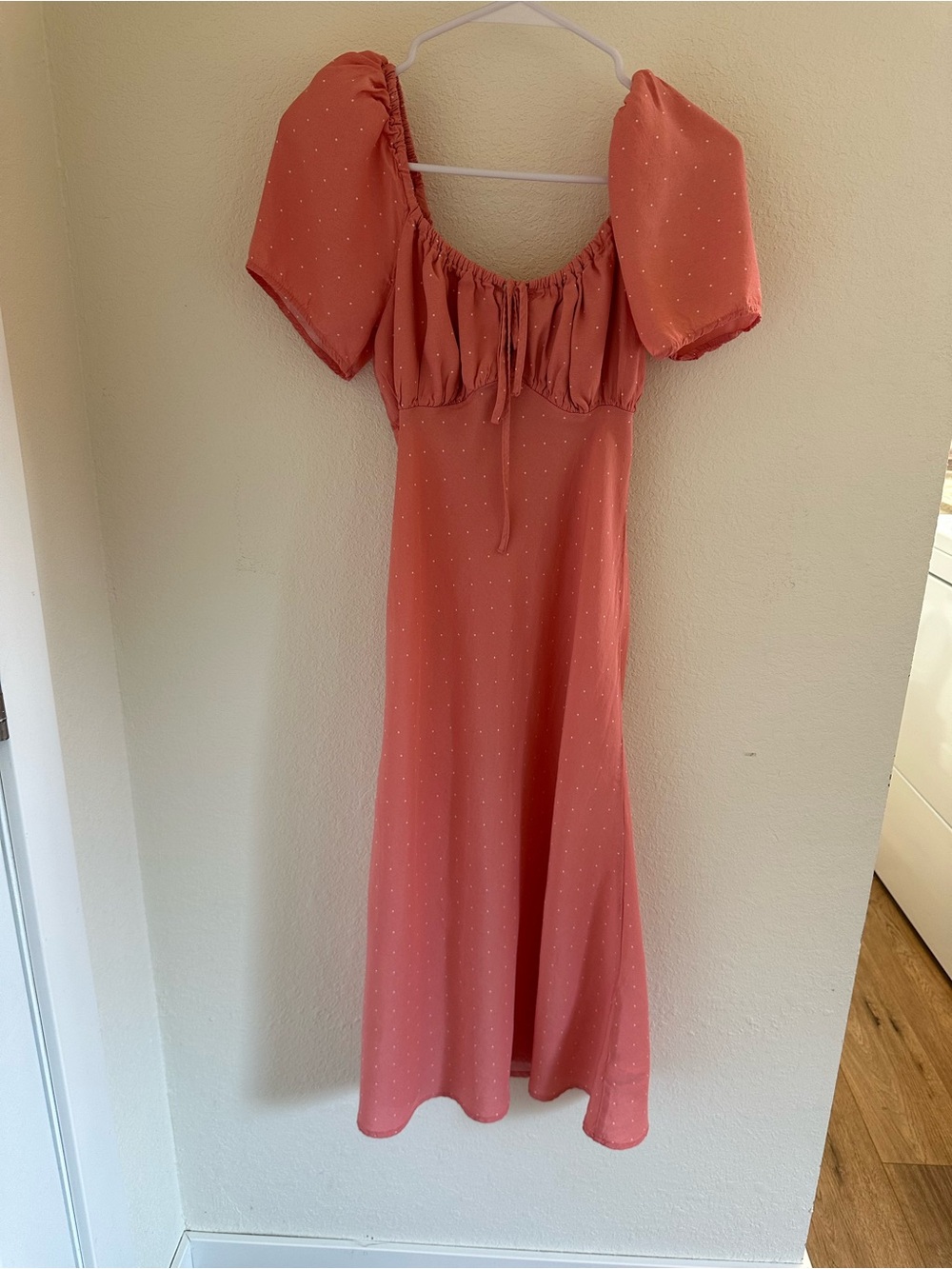 a new day Coral Puff-Sleeve Midi Dress